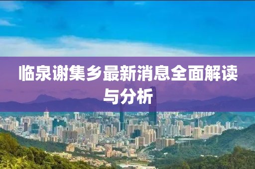 临泉谢集乡最新消息全面解读与分析
