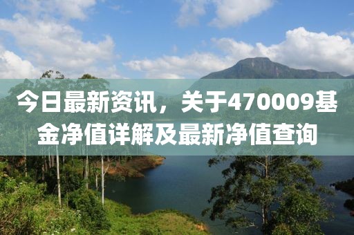 今日最新资讯，关于470009基金净值详解及最新净值查询