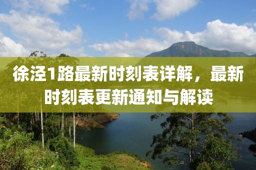 徐泾1路最新时刻表详解，最新时刻表更新通知与解读