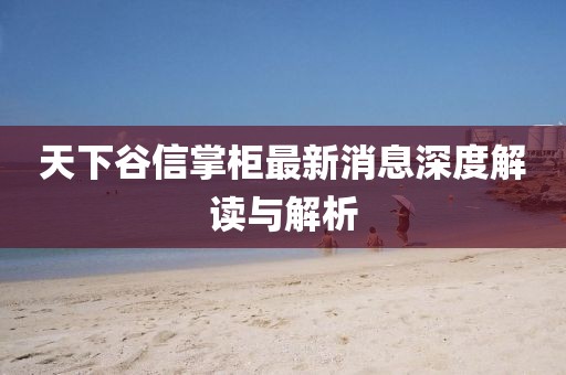 天下谷信掌柜最新消息深度解读与解析