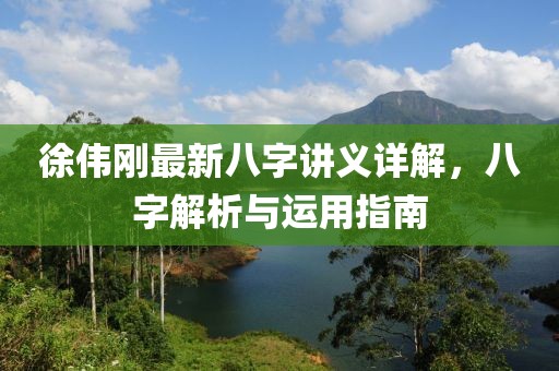 徐伟刚最新八字讲义详解，八字解析与运用指南
