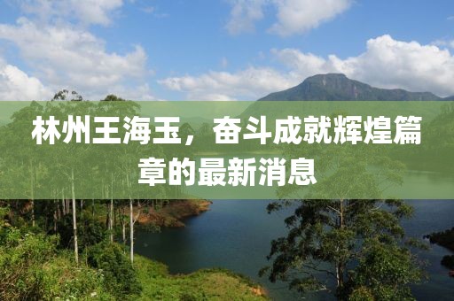林州王海玉，奋斗成就辉煌篇章的最新消息