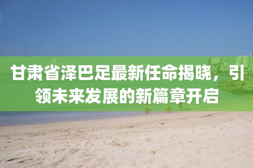 甘肃省泽巴足最新任命揭晓，引领未来发展的新篇章开启