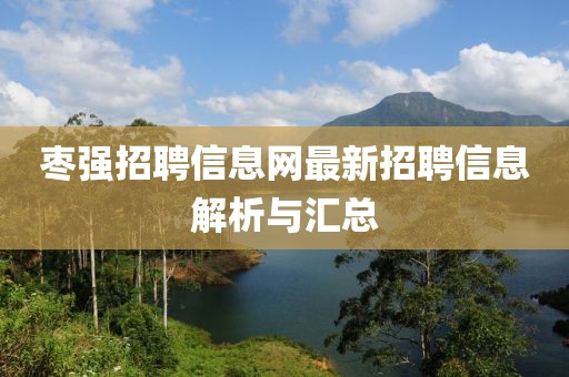 枣强招聘信息网最新招聘信息解析与汇总