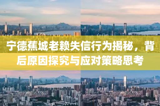 宁德蕉城老赖失信行为揭秘，背后原因探究与应对策略思考