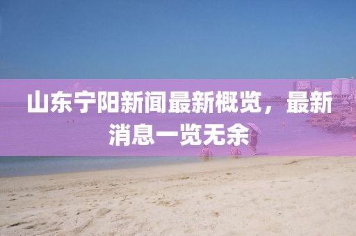 山东宁阳新闻最新概览，最新消息一览无余