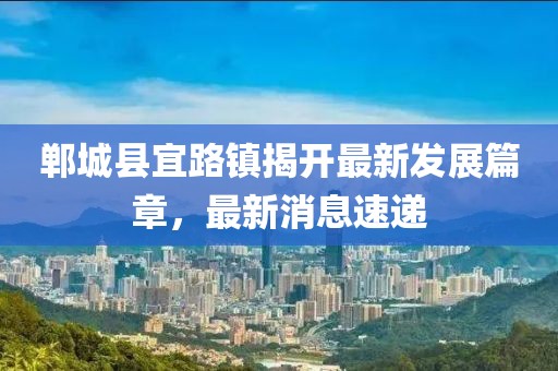 郸城县宜路镇揭开最新发展篇章，最新消息速递