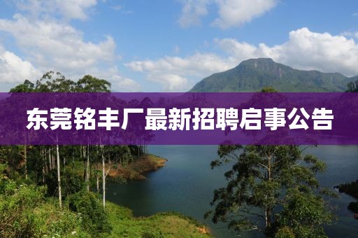 东莞铭丰厂最新招聘启事公告