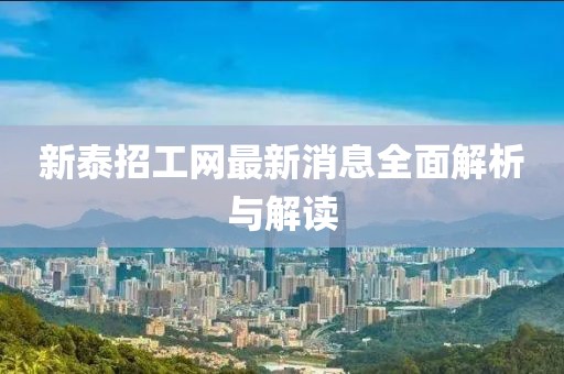 新泰招工网最新消息全面解析与解读