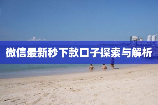 微信最新秒下款口子探索与解析