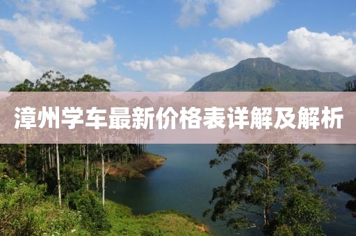 漳州学车最新价格表详解及解析