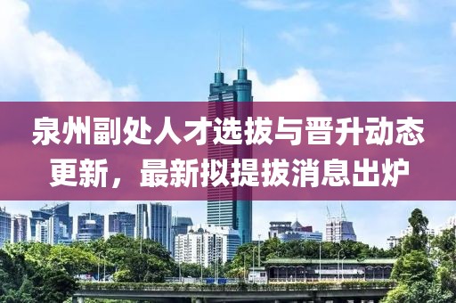泉州副处人才选拔与晋升动态更新，最新拟提拔消息出炉