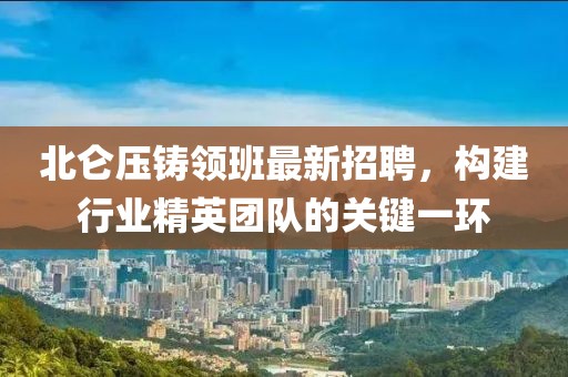 北仑压铸领班最新招聘，构建行业精英团队的关键一环