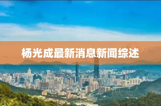 杨光成最新消息新闻综述