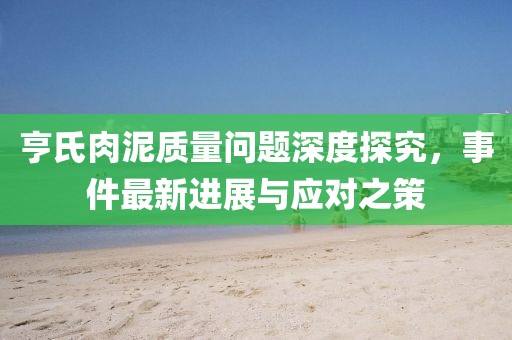 亨氏肉泥质量问题深度探究，事件最新进展与应对之策