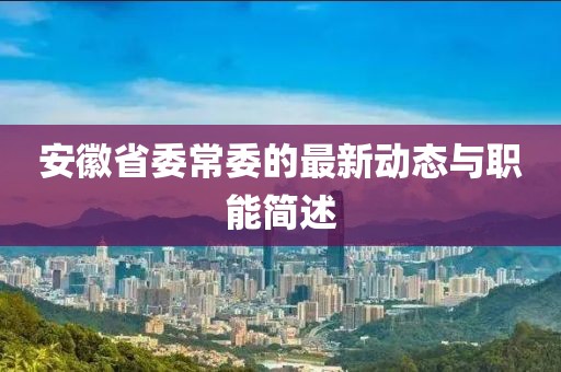安徽省委常委的最新动态与职能简述