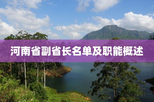 河南省副省长名单及职能概述